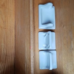 Vintage, Porcelain, Gray Grey Toilet Paper, Toothbrush, and Soap Holder/Dish